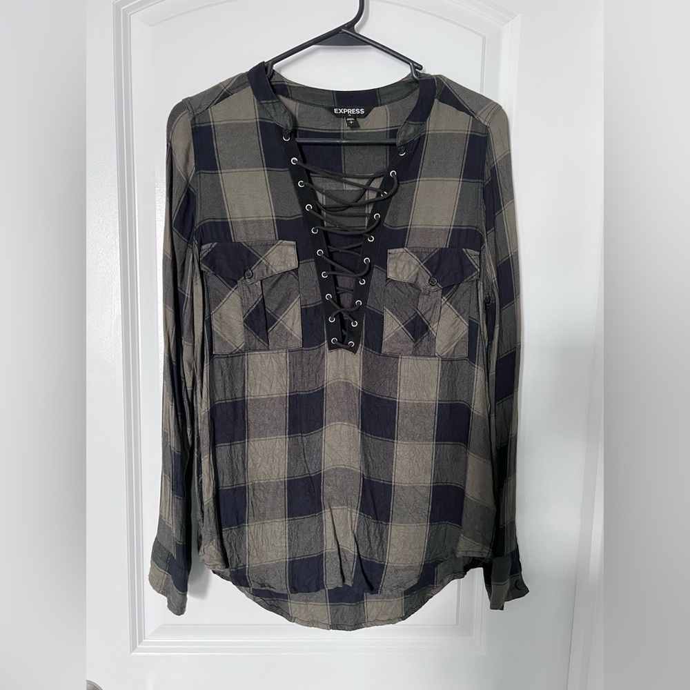 Green and black express flannel